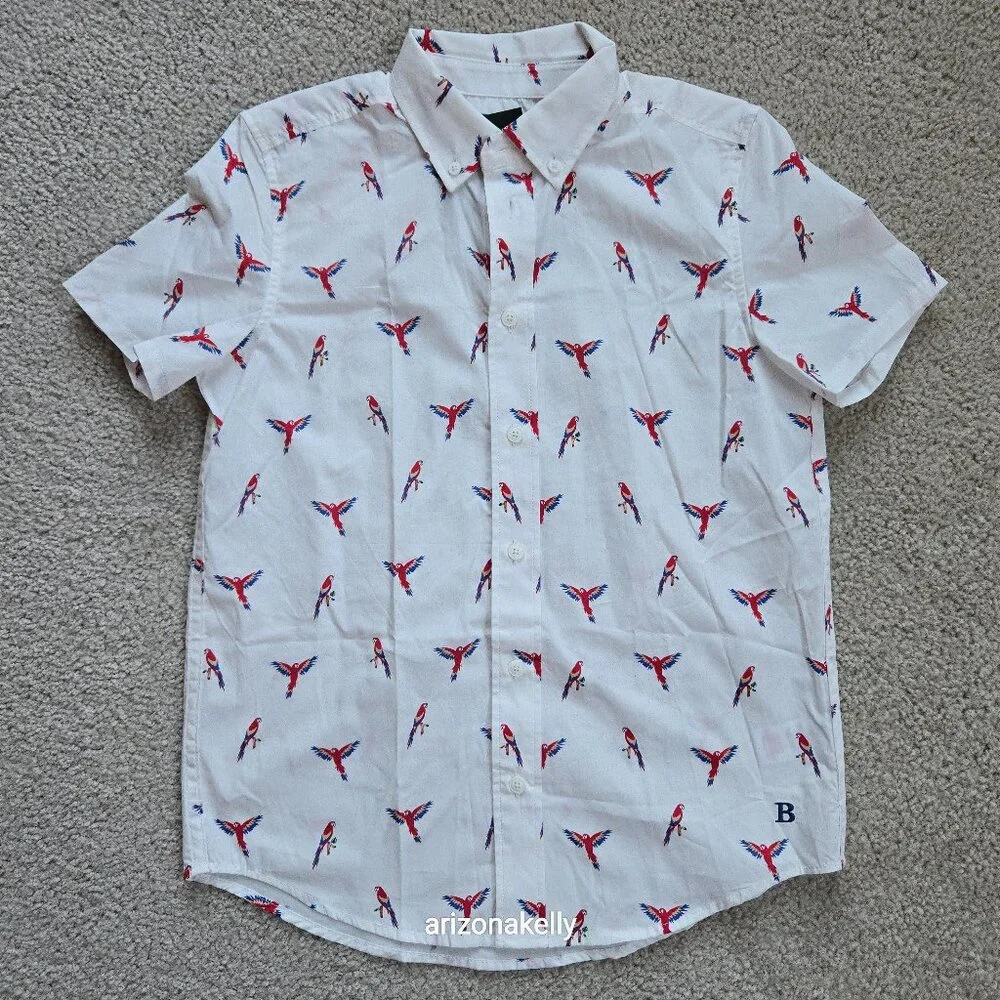 NWT Brooks Brothers Cotton Button Down Shirt Kids OR Petite Woman Parrots Bird